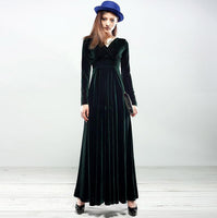2020 New Autumn Winter Plus Size S~2xl Women Velvet Dresses Long Sleeve V Neck Vintage Feminino Party Vestidos De Festa
