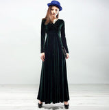 2020 New Autumn Winter Plus Size S~2xl Women Velvet Dresses Long Sleeve V Neck Vintage Feminino Party Vestidos De Festa
