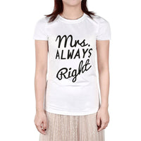 Funny Matching Couple T Shirt Mr Right Mrs Always Right Couple Shirts Mr. & Mrs. Right Husband and Wife T Shirt Anniversary Gift