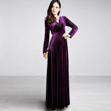 2020 New Autumn Winter Plus Size S~2xl Women Velvet Dresses Long Sleeve V Neck Vintage Feminino Party Vestidos De Festa