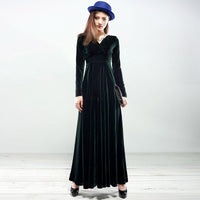 2020 New Autumn Winter Plus Size S~2xl Women Velvet Dresses Long Sleeve V Neck Vintage Feminino Party Vestidos De Festa