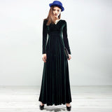 2020 New Autumn Winter Plus Size S~2xl Women Velvet Dresses Long Sleeve V Neck Vintage Feminino Party Vestidos De Festa