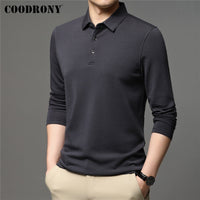 COODRONY Brand Spring Autumn New Arrivals High Quality Pure Color Business Casual Long Sleeve Polo-Shirt Men Clothing Tops C5050