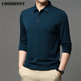 COODRONY Brand Spring Autumn New Arrivals High Quality Pure Color Business Casual Long Sleeve Polo-Shirt Men Clothing Tops C5050