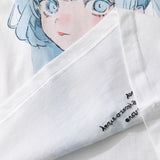 Aolamegs T-shirt Men Green Hair Girl Cartoon Anime Printed O-Neck Streetwear Japanese Harajuku Fashion Tops Men Clothing Summer