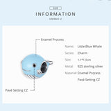 bamoer Real 925 Sterling Silver Blue Enamel Whale Beads Protect Ocean Animal Metal Charm fit Original Silver Bracelet BSC250