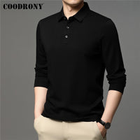 COODRONY Brand Spring Autumn New Arrivals High Quality Pure Color Business Casual Long Sleeve Polo-Shirt Men Clothing Tops C5050