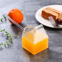 1 piece 250ML Half Pint Milk Carton Style Creative Mini Creamer Jug Glass Milk Mug