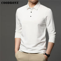 COODRONY Brand Spring Autumn New Arrivals High Quality Pure Color Business Casual Long Sleeve Polo-Shirt Men Clothing Tops C5050