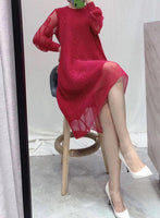 Elegant Women Miyak Pleated Fashion Dress New Plus Size Belly Cover Pleats Please Dress