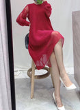 Elegant Women Miyak Pleated Fashion Dress New Plus Size Belly Cover Pleats Please Dress