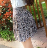 FORERUN 2018 Summer Skirt Mini Fashion High Waist Skirts Pleated Flower Leopard Print Women Skirts