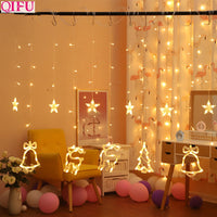 QIFU USB rideau lumineux joyeux noël décor pour la maison 2019 noël ornements arbre de noël pendentifs noël cadeaux nouvel an 2020