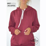 GREYMODA sweat femme peluche basique 100% coton confortable sport sweat mode hiver femme Streetwear décontracté taille unique