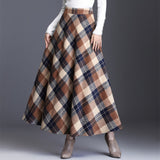 HAYBLST Brand Skirt Womens 2019Autumn Winter Plus Size3XL Elegant Korean Style Fashion Plaid Tall Waist Long Clothing Thickening