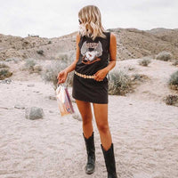 BOHO INSPIRED rock'n'roll vibes boho DRESS sleevless casual summer dress chic Charcoal T shirt dress women 2019 gypsy vestido