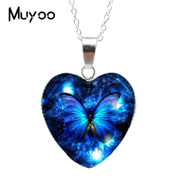 2019 Hot Purple Magic Butterfly Heart Jewelry Necklace Beautiful and Mysterious Butterfly Pendant Heart Necklace Jewerly HZ3