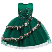 Pegeant Sequined Backless Kids Dresses for Girls Wedding Party Princess Dresses Baby Girls First Communion Layered Tutu Dresses