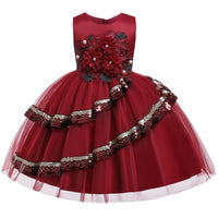 Pegeant Sequined Backless Kids Dresses for Girls Wedding Party Princess Dresses Baby Girls First Communion Layered Tutu Dresses