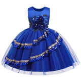 Pegeant Sequined Backless Kids Dresses for Girls Wedding Party Princess Dresses Baby Girls First Communion Layered Tutu Dresses