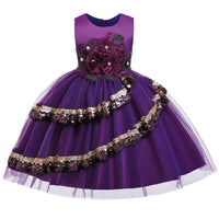 Pegeant Sequined Backless Kids Dresses for Girls Wedding Party Princess Dresses Baby Girls First Communion Layered Tutu Dresses