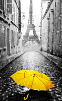 Nordic Canvas Painting Retro European City Scenery Picture Home Decor Wall Art Yellow Car Balloon Posters and Prints for Bedroom