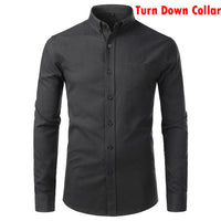 Purple Oxford Mens Dress Shirts 2018 Brand New Stand Collar Chemise Homme Casual Slim Fit Long Sleeve Camiseta Masculina 4XL