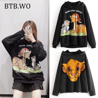 BTB.WO Hoodie Women 2019 Cartoon print women casual jacket jogger Sweatshirt Loose fashion hoodies for Womens Pullover jacket