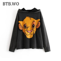 BTB.WO Hoodie Women 2019 Cartoon print women casual jacket jogger Sweatshirt Loose fashion hoodies for Womens Pullover jacket