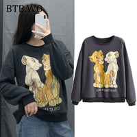 Sweatshirt Women Hoodies Lion King Print Women Hoodie 2019 fashion o neck long sleeve oversize pullover sweatshirts Casual