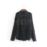 2019 Autumn jacket women england style Tassel female casual street wear outerwear turndown collar long sleeve winter coat women