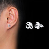 Vnox Mens Ankh Cross Stud Earrings for Women Jewelry Stainless Steel AUM OM Casual Unisex Gifts