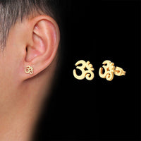Vnox Mens Ankh Cross Stud Earrings for Women Jewelry Stainless Steel AUM OM Casual Unisex Gifts