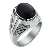 Valily Jewelry Men&#39;s Simple Tiger Eye Ring Stainless steel Oval Stone Band Golden Ring For Women Weeding Party Jewelry for Men