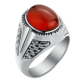 Valily Jewelry Men&#39;s Simple Tiger Eye Ring Stainless steel Oval Stone Band Golden Ring For Women Weeding Party Jewelry for Men