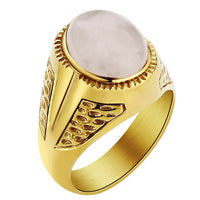 Valily Jewelry Men&#39;s Simple Tiger Eye Ring Stainless steel Oval Stone Band Golden Ring For Women Weeding Party Jewelry for Men