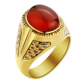 Valily Jewelry Men&#39;s Simple Tiger Eye Ring Stainless steel Oval Stone Band Golden Ring For Women Weeding Party Jewelry for Men