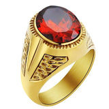 Valily Jewelry Men&#39;s Simple Tiger Eye Ring Stainless steel Oval Stone Band Golden Ring For Women Weeding Party Jewelry for Men