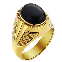 Valily Jewelry Men&#39;s Simple Tiger Eye Ring Stainless steel Oval Stone Band Golden Ring For Women Weeding Party Jewelry for Men