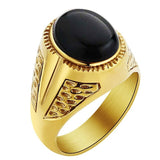 Valily Jewelry Men&#39;s Simple Tiger Eye Ring Stainless steel Oval Stone Band Golden Ring For Women Weeding Party Jewelry for Men