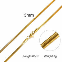 Vnox Herringbone Chain Classic Men&#39;s Golden Color Stainless Steel Snake Chain Men Necklace with 20-24 inch in 1-6mm Wide