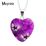 2019 Hot Purple Magic Butterfly Heart Jewelry Necklace Beautiful and Mysterious Butterfly Pendant Heart Necklace Jewerly HZ3