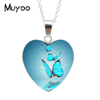2019 Hot Purple Magic Butterfly Heart Jewelry Necklace Beautiful and Mysterious Butterfly Pendant Heart Necklace Jewerly HZ3