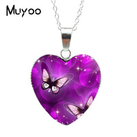 2019 Hot Purple Magic Butterfly Heart Jewelry Necklace Beautiful and Mysterious Butterfly Pendant Heart Necklace Jewerly HZ3
