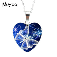 2019 Hot Purple Magic Butterfly Heart Jewelry Necklace Beautiful and Mysterious Butterfly Pendant Heart Necklace Jewerly HZ3