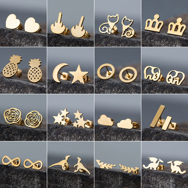Golden Korean Minimalist Golden Iron Stainless Steel Triangle Stud Earrings for Women Fashion 2019 Jewelry Accessories Gift