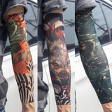 3PCS/lot new mixed 100%Nylon elastic Fake temporary tattoo sleeve skull wolf totem dragon designs body Arm stockings cool men