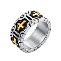 Valily Classic Retro Christian Jesus Cross Ring Stainless Steel Christian Believers Punk Rock Men&#39;s Round Rings Band Jewelry