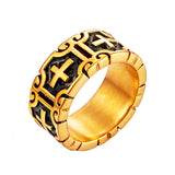 Valily Classic Retro Christian Jesus Cross Ring Stainless Steel Christian Believers Punk Rock Men&#39;s Round Rings Band Jewelry
