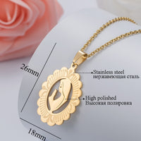 HOBBORN Trendy Women Men Religious Necklace Stainless Steel Gold Color CZ Crystal Virgin Mary Maria Necklaces &amp; Pendants Jewelry